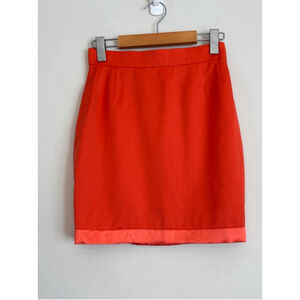 Escada Couture Career Old Money Mini Skirt With Satin Band Womens Size 34 Orange